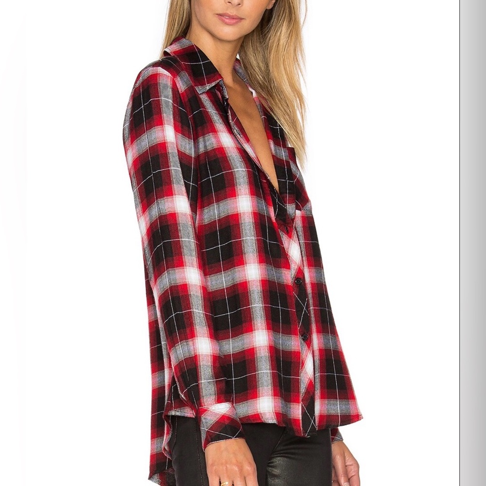 Rails Hunter plaid long sleeve button in Onyx Crimson size XS / extra small